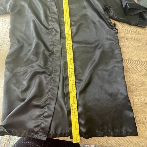 Black Satin Short Robe, Size Small - Picture 6 of 9
